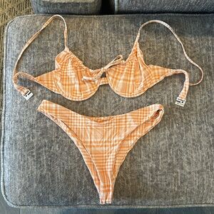 Stone Fox Swim Orange Plaid Bikini